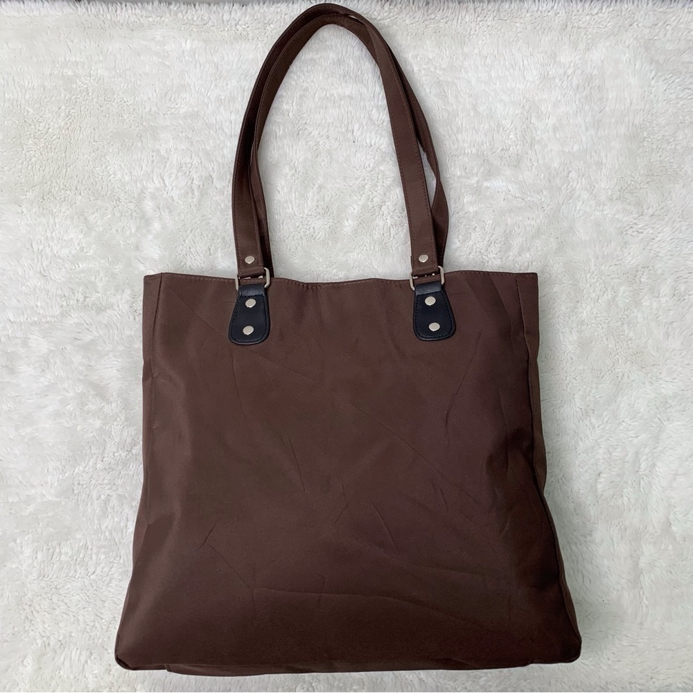 Dansko Women's Brown Canvas and Leather Shoulder Tote Bag - Picture 4 of 16